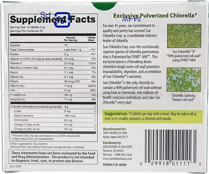 Chlorella Tablets – Detox Support – Sun Chlorella