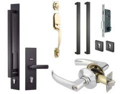Exterior door hardware for enhanced home security